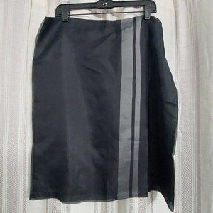 Kenneth Cole New York Black Silk Skirt with Grey Stripes
